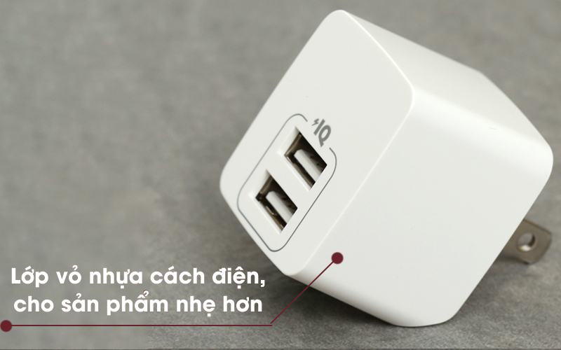 Adapter sạc 2.4A Dual Anker A2620 Trắng cách điện khá tốt