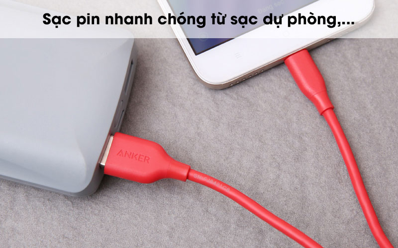 Cáp Micro 0.9 m Anker A8132 có khả năng sạc pin nhanh chóng Cáp Micro 0.9 m Anker A8132 có khả năng sạc pin nhanh chóng