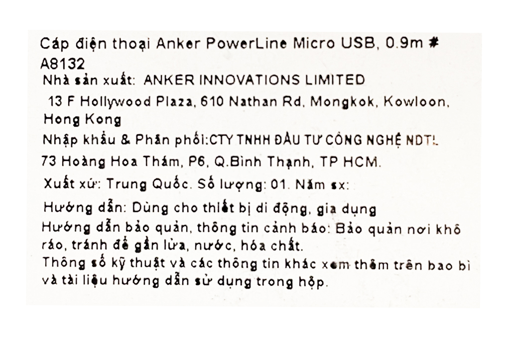 Cáp Micro USB 0.9m Anker PowerLine A8132 Màu Xám