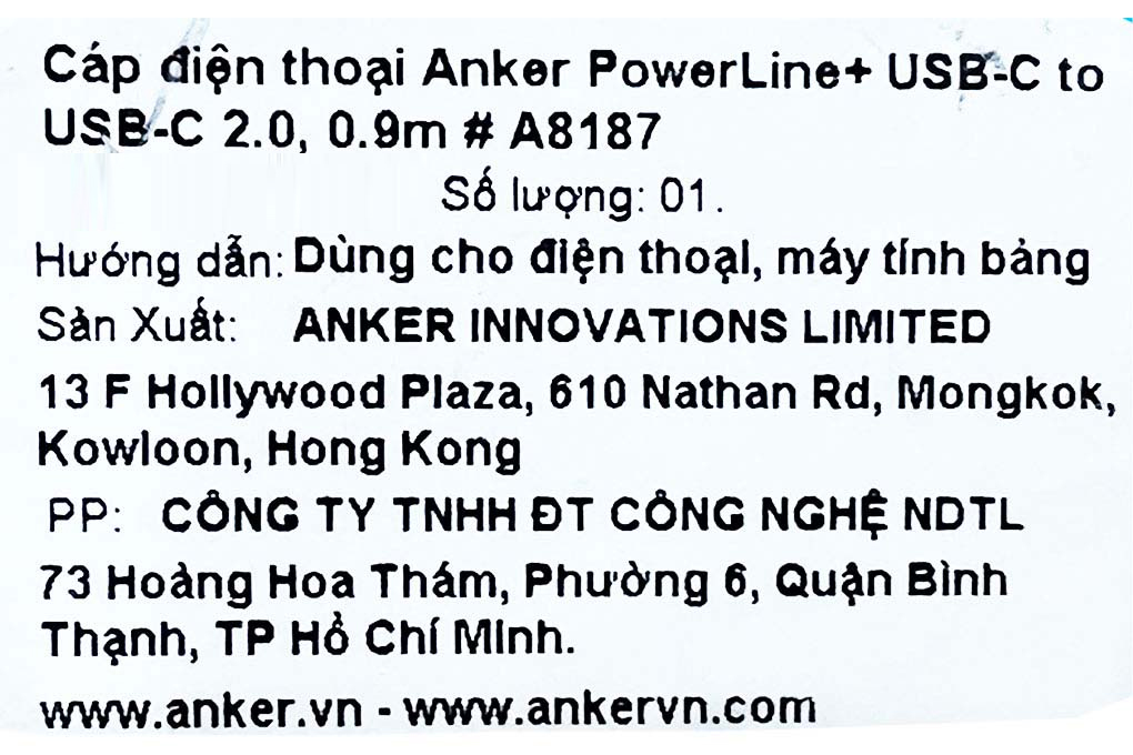 Cáp Type C - Type C 0.9m Anker PowerLine+ A8187 Màu Đỏ