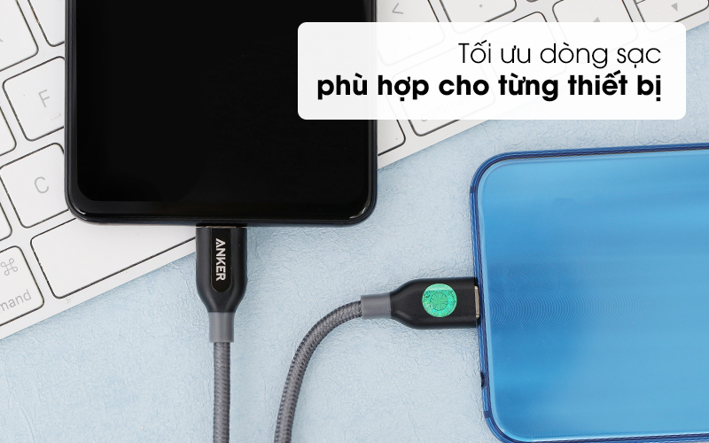 Cáp Type C-Type C 0.9m Anker A8187 xám sạc cho thiết bị nhanh chóng
