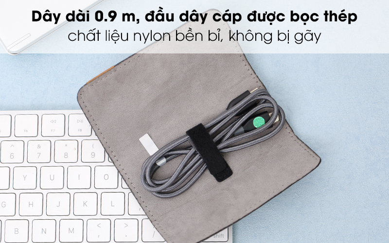 Cáp Type C-Type C 0.9m Anker A8187 xám có thiết kế chắc chắn