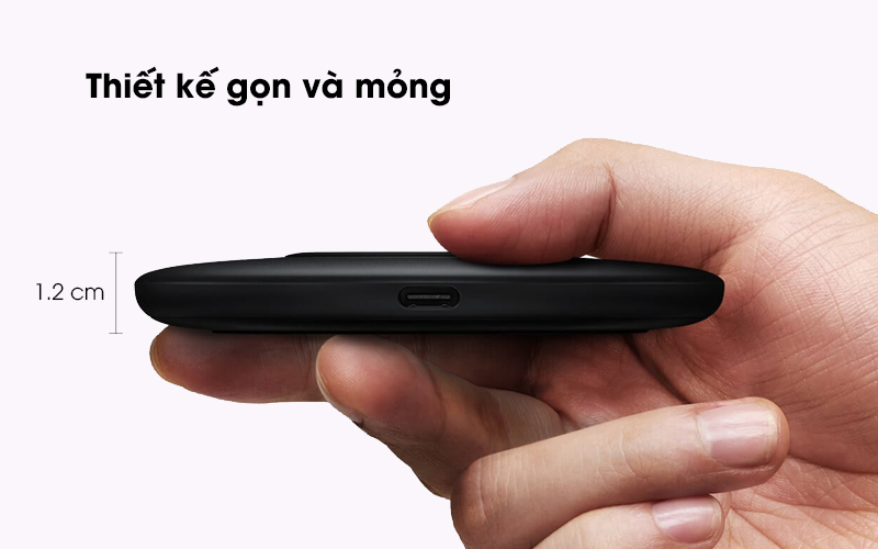 Sạc không dây 9W Qi Type C Samsung EP-P1100 đen có thiết kế gọn và mỏng