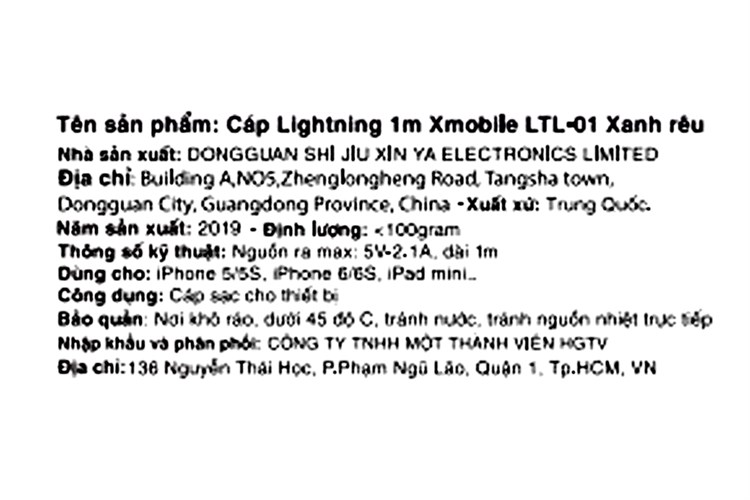 Cáp Lightning 1m Xmobile LTL-01 Xanh rêu Màu Xanh rêu