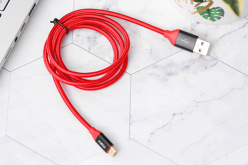 Cáp sạc và truyền dữ liệu USB-A - Micro USB 10.5W 1m eValu LTM-01 Màu Đen - Đỏ