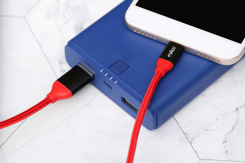 Cáp sạc và truyền dữ liệu USB-A - Micro USB 10.5W 1m eValu LTM-01 Màu Đen - Đỏ