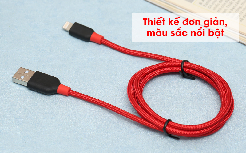 Thiết kế đơn giản - Cáp Lightning 1m Xmobile DR-L001 Đen Đỏ Thiết kế đơn giản - Cáp Lightning 1m Xmobile DR-L001 Đen Đỏ
