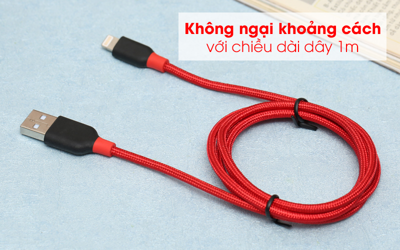 Có dây dài 1 m - Cáp Lightning 1m Xmobile DR-L001 Đen Đỏ Có dây dài 1 m - Cáp Lightning 1m Xmobile DR-L001 Đen Đỏ