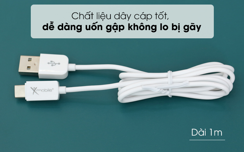 Thiết kế nhỏ gọn, chất liệu tốt - Cáp Type C 1m Xmobile MU09-1000X Trắng 