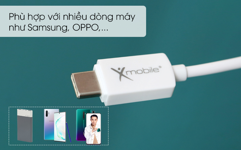 Phù hợp với nhiều dòng máy - Cáp Type C 1m Xmobile MU09-1000X Trắng 