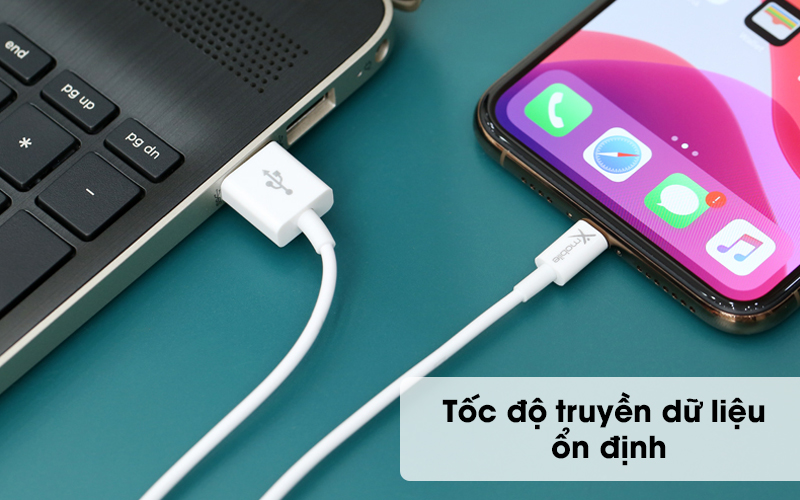 Tốc độ truyền dữ liệu ổn định - Cáp Lightning 1m Xmobile AL01-1000 Trắng Tốc độ truyền dữ liệu ổn định - Cáp Lightning 1m Xmobile AL01-1000 Trắng