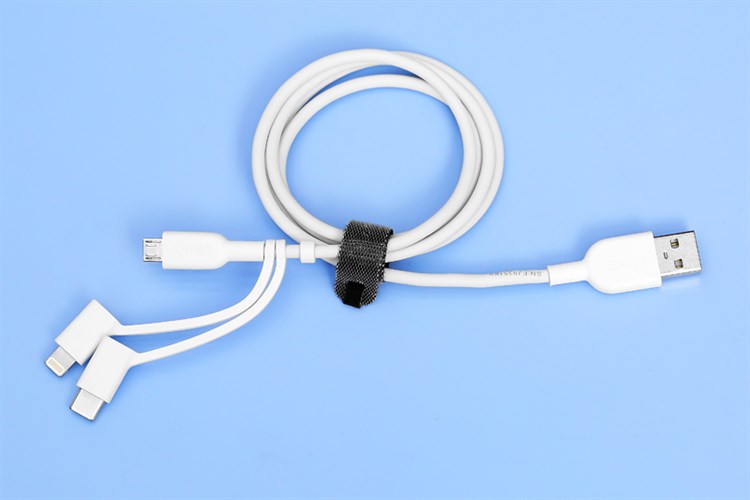 Cáp 3 đầu Lightning Type C Micro 0.9m Anker Powerline II A8436 Trắng Màu Trắng