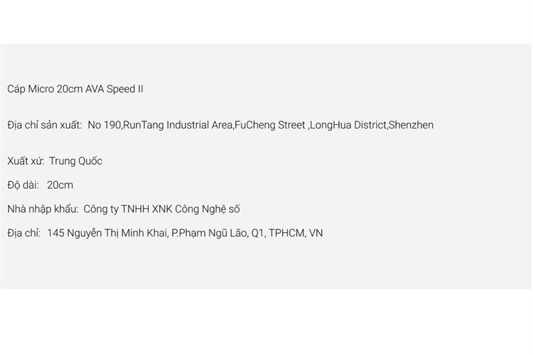 Cáp Micro USB 0.2m AVA Speed II Màu Đen