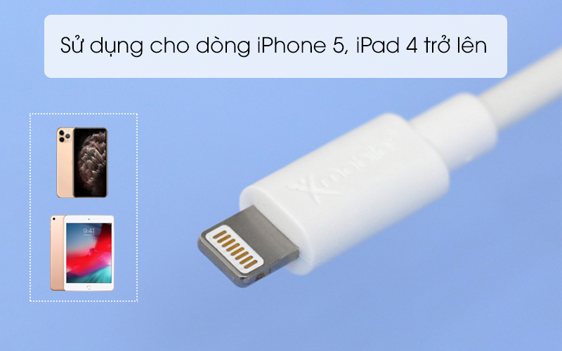 Sử dụng cho dòng iPhone 5, iPad 4 trở lên - Cáp Type C - Lightning 1m Xmobile LPDC-05 Trắng