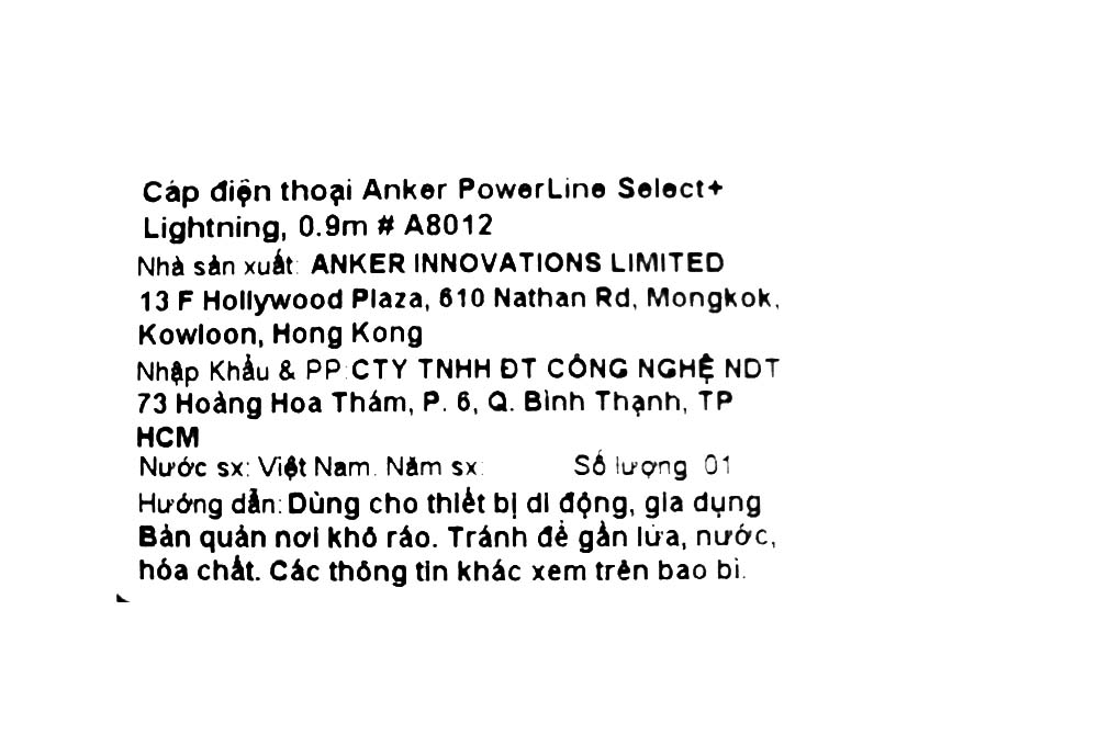 Cáp USB - Lightning MFI Anker A8012 0.9m Màu Đen