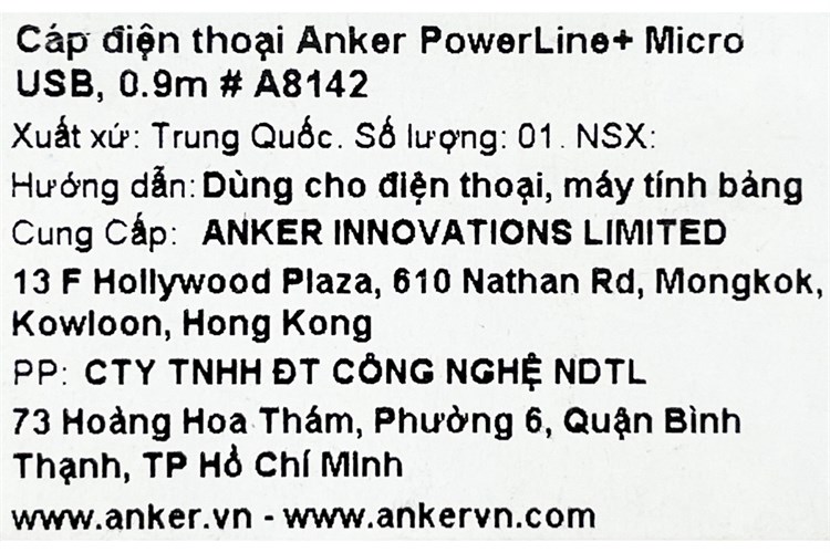 Cáp Micro USB 0.9m Anker PowerLine+ A8142 Màu Đỏ