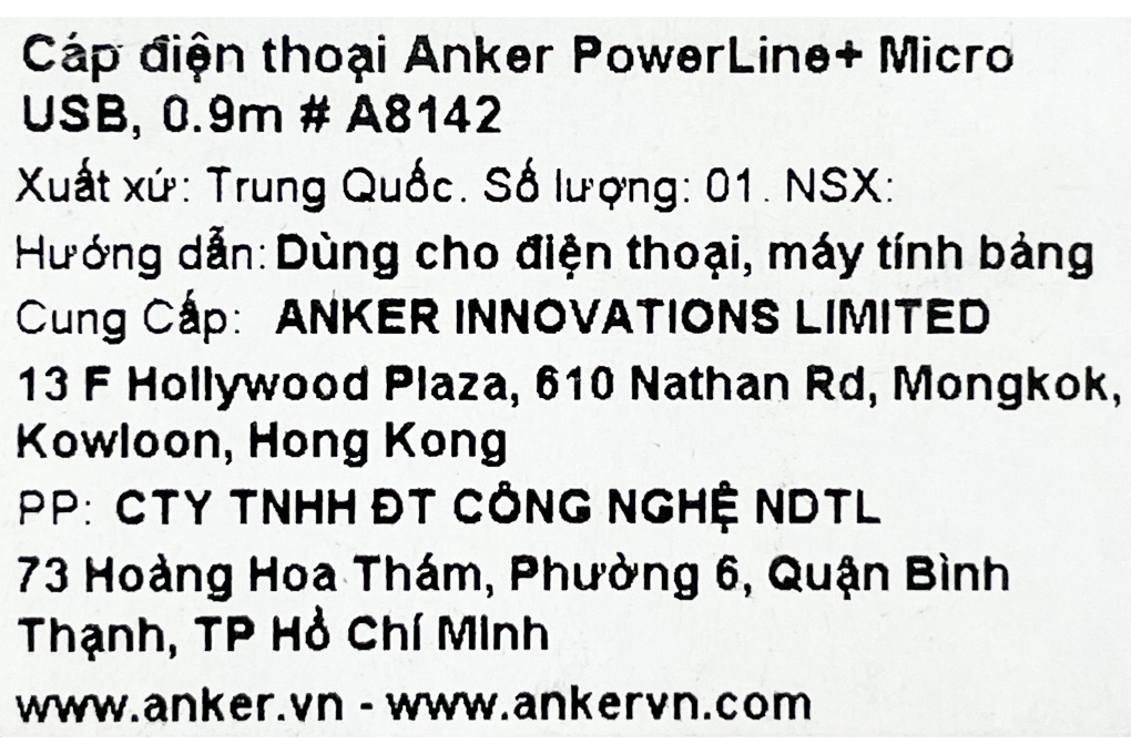 Cáp Micro USB 0.9m Anker PowerLine+ A8142 Màu Xám