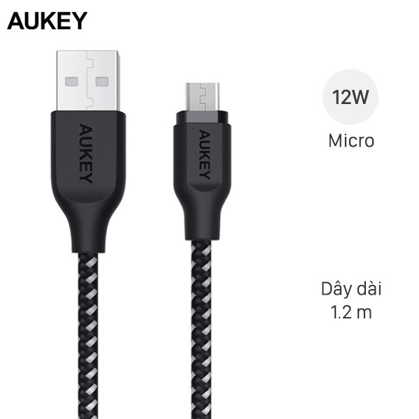 Cáp Micro USB 1.2m Aukey CB-AM1 Đen Trắng