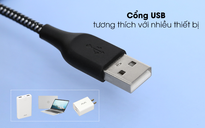 Cổng USB tương thích với nhiều thiết bị - Cáp Micro USB 1.2m Aukey CB-AM1 Đen Trắng