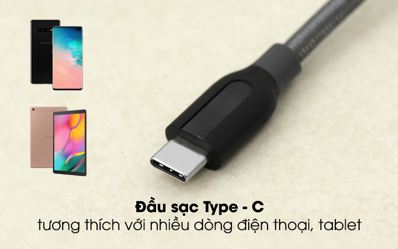Sử dụng đầu sạc Type - C tương thích với nhiều dòng điện thoại, tablet - Cáp Type C 0.9m Anker A8168 Xám