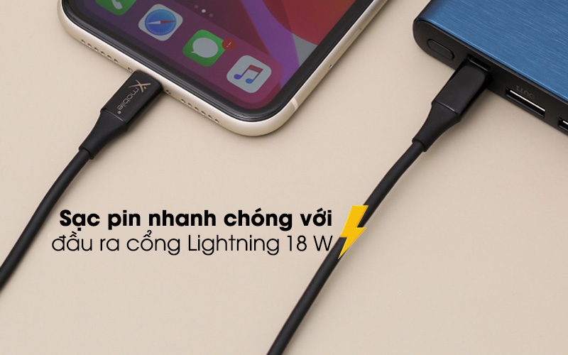Sạc pin nhanh chóng với đầu ra cổng Lightning 18 W - Cáp Type C - Lightning 1m Xmobile CL-PD01-1000 Đen Sạc pin nhanh chóng với đầu ra cổng Lightning 18 W - Cáp Type C - Lightning 1m Xmobile CL-PD01-1000 Đen