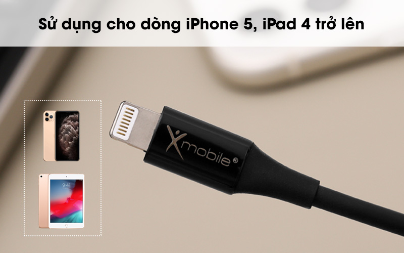 Sử dụng cho dòng iPhone 5, iPad 4 trở lên - Cáp Type C - Lightning 1m Xmobile CL-PD01-1000 Đen Sử dụng cho dòng iPhone 5, iPad 4 trở lên - Cáp Type C - Lightning 1m Xmobile CL-PD01-1000 Đen