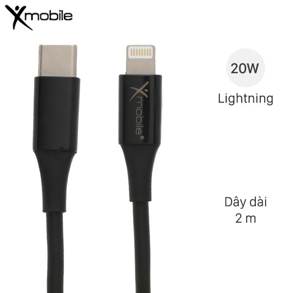 Cáp Type C – Lightning 2m Xmobile CL-PD01-2000 Đen