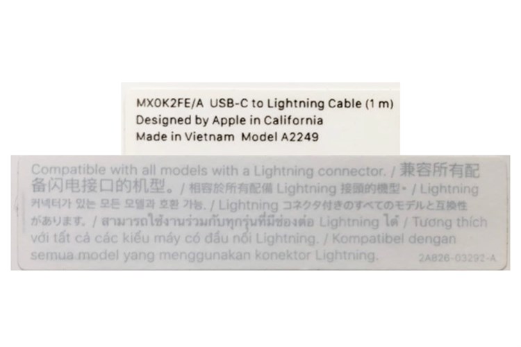 Cáp Type C- Lightning 1m Apple MX0K2 Trắng Màu Trắng
