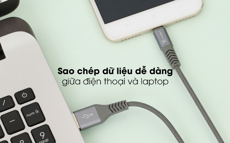 Sạc và truyền dữ liệu dễ dàng giữa điện thoại và laptop - Cáp Micro 1 m Xmobile Paladin Xám Sạc và truyền dữ liệu dễ dàng giữa điện thoại và laptop - Cáp Micro 1 m Xmobile Paladin Xám