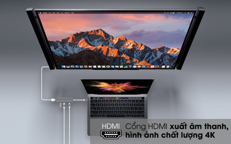 Trình chiếu HDMI - Adapter chuyển đổi USB C 4 in 1 HyperDrive GN22B Trình chiếu HDMI - Adapter chuyển đổi Type-C 4 in 1 HyperDrive GN22B