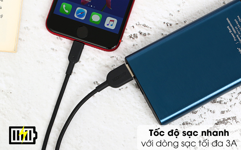 Cáp Lightning MFI 0.9m Anker Powerline II A8432 - Chuẩn sạc 5V - 3A Cáp Lightning MFI 0.9m Anker Powerline II A8432 - Chuẩn sạc 5V - 3A