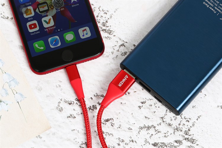 Cáp Lightning MFI 0.9m Anker PowerLine+ II A8452 Màu Đỏ