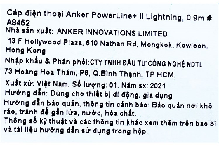 Cáp Lightning MFI 0.9m Anker PowerLine+ II A8452 Màu Đen