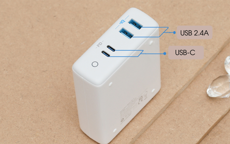 4 cổng ra - Adapter sạc 4 cổng USB Type C PD 100W Anker PowerPort Atom A2041 Trắng