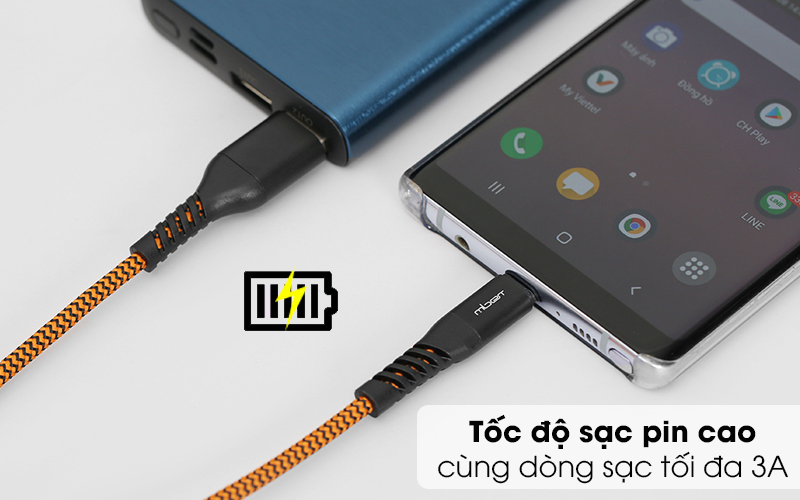 Cáp Type C 1m Mbest DS002-WB Cam - Dòng sạc tối đa 3A