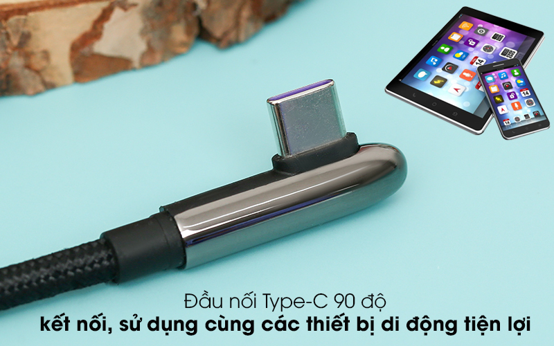 Cáp Type C 2m Xmobile FD-L01 Đen - Đầu nối Type-C 90 độ