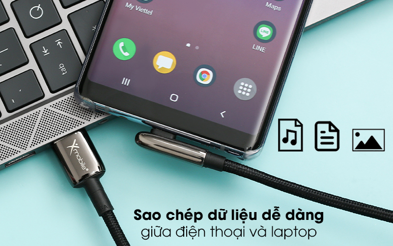Cáp Type C 2m Xmobile FD-L01 Đen - Sao chép tài liệu, hình ảnh, video linh hoạt