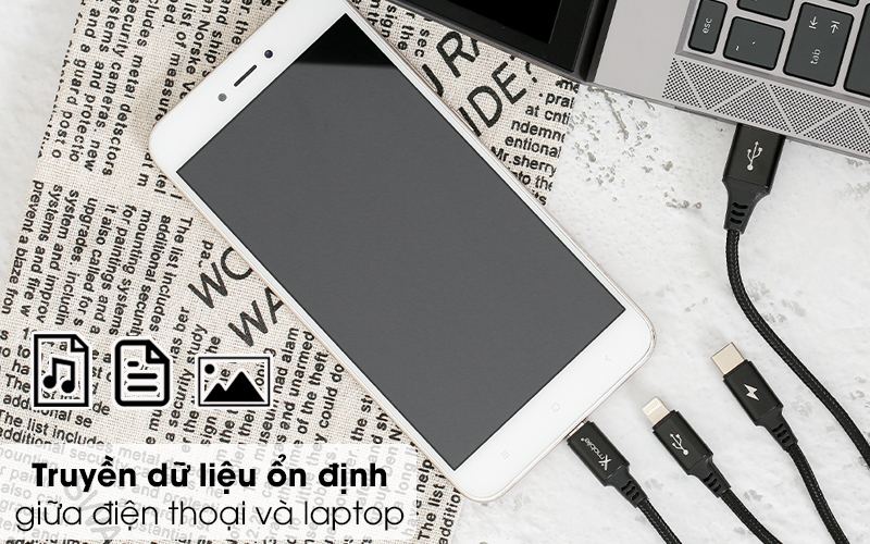 Cáp 3 đầu Lightning Type C Micro 1m Xmobile DR002 Đen - Cáp sạc sao chép dữ liệu dễ dàng
