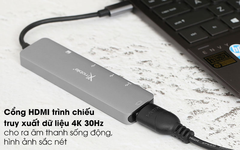 Adapter chuyển đổi USB C 6 in 1 Xmobile DS109A-WB Xám - HDMI