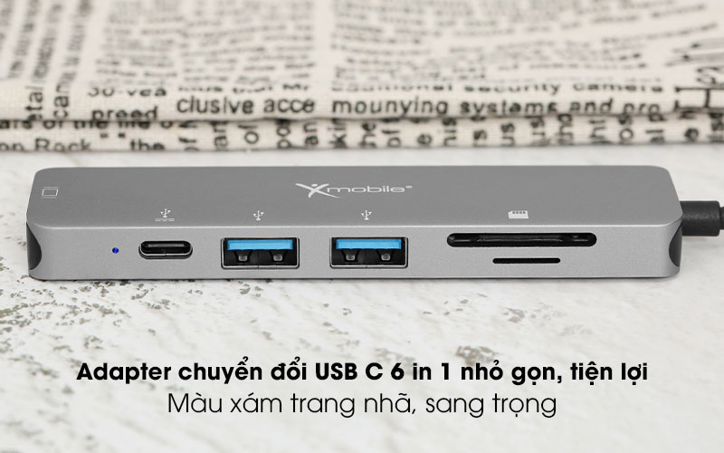 Adapter chuyển đổi USB C 6 in 1 Xmobile DS109A-WB Xám