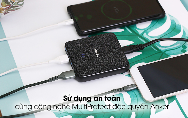 Adapter sạc 4 cổng USB Type C PD 65W Anker PowerPort Atom III Slim A2045 Đen - Tích hợp công nghệ MultiProtect độc quyền của Anker