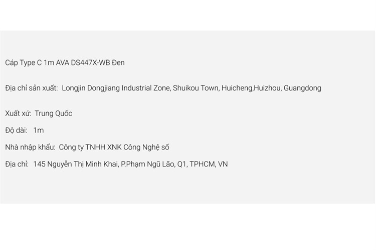 Cáp Type C 1m AVA DS447X-WB Đen Màu Đen