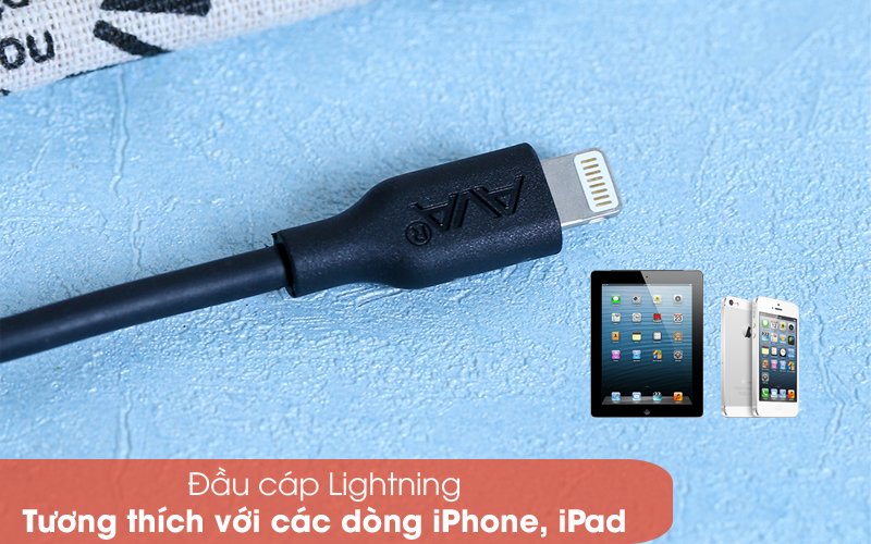 Cổng Lightning - Cáp Lightning 1m AVA DR-L02 Đen Cổng Lightning - Cáp Lightning 1m AVA DR-L02 Đen
