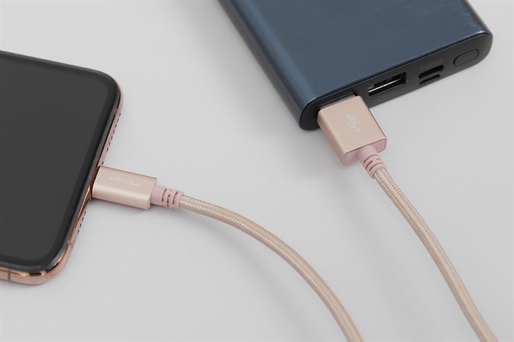 Cáp sạc và truyền dữ liệu USB-A - Lightning 12W 2m Mbest DS951-WB Màu Vàng đồng