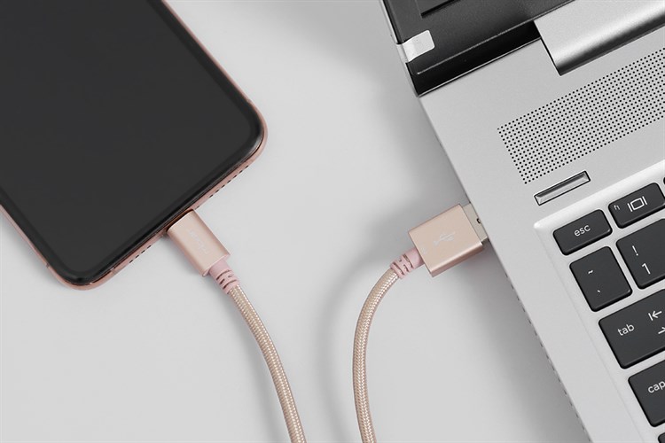 Cáp sạc và truyền dữ liệu USB-A - Lightning 12W 2m Mbest DS951-WB Màu Vàng đồng