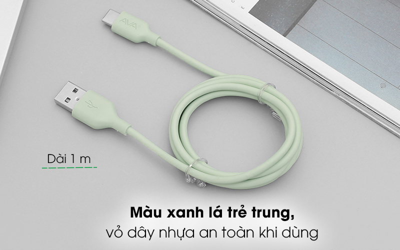 Cáp Type C 1m AVA DS449-TB Xanh lá - Màu xanh lá trẻ trung Cáp Type C 1m AVA DS449-TB Xanh lá - Màu xanh lá trẻ trung