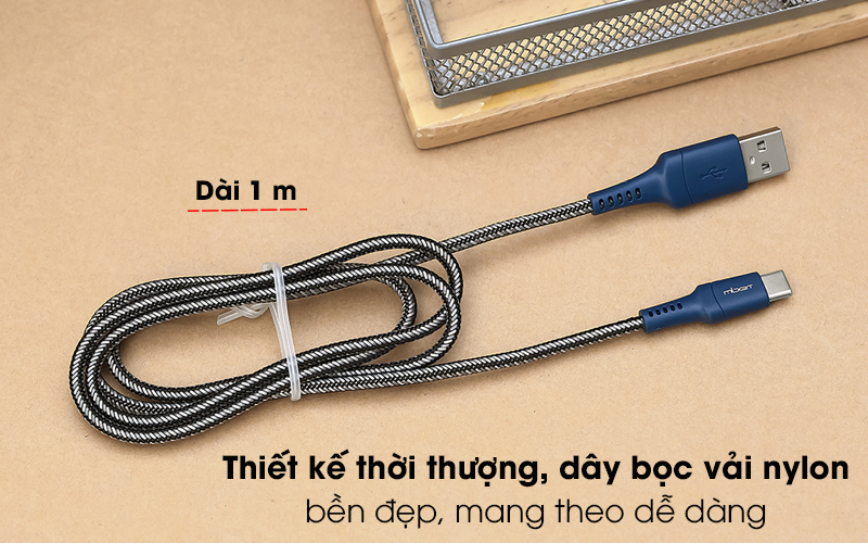 Cáp Type C 1m Mbest DS462X - Thiết kế bắt mắt, dài 1 m, cuộn gọn và mang theo dễ dàng