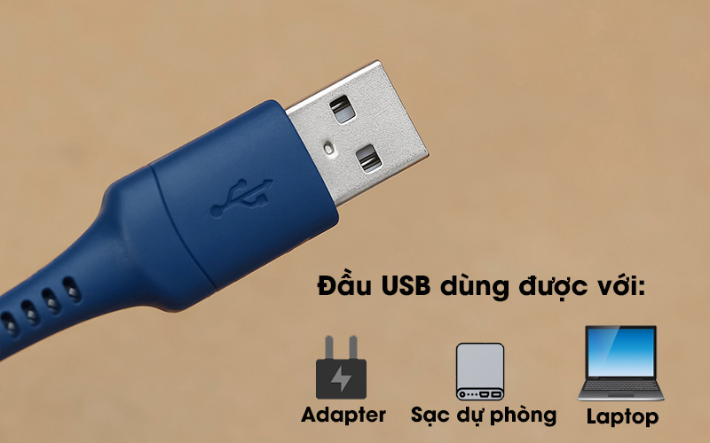 Cáp Type C 1m Mbest DS462X - Đầu USB kết nối được với laptop, pc, adapter sạc