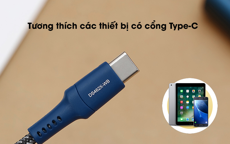 Cáp Type C 1m Mbest DS462X - Trang bị đầu Type-C phù hợp nhiều thiết bị thông dụng trên thị trường hiện nay
