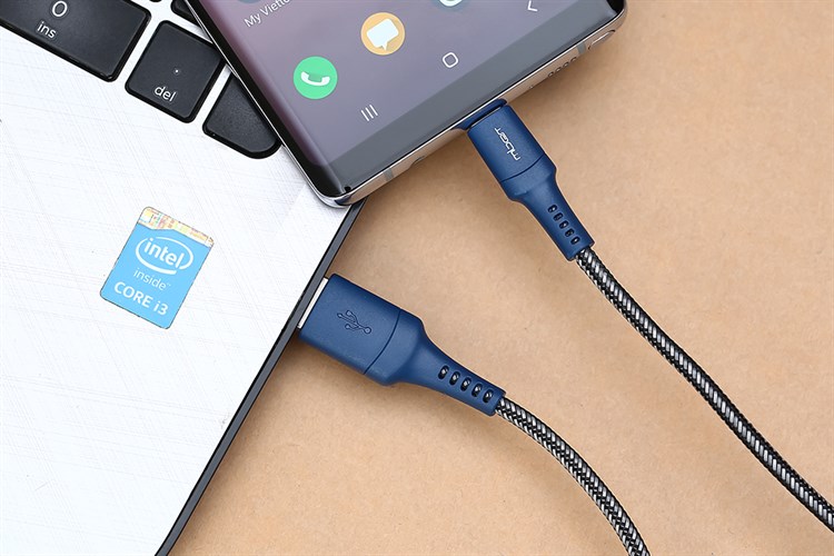 Cáp sạc và truyền dữ liệu USB-A - Type-C 15W 1m Mbest DS462X Màu Xanh Navy